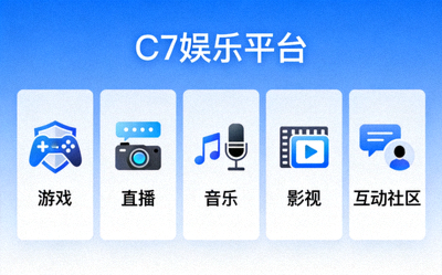 C7娱乐平台多元化内容分类展示界面，包含多种娱乐项目图标