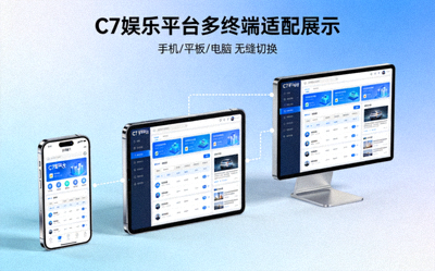 C7娱乐平台多终端适配展示，用户可在手机、平板、电脑上无缝切换
